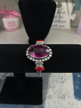 Sterling Silver Kunzite Coral Gemstone Bracelet.